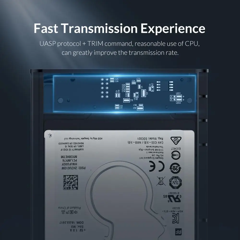 Чехол ORICO для HDD 2 5 SATA к USB 3 0 чехол HD со встроенным кабелем передачи данных