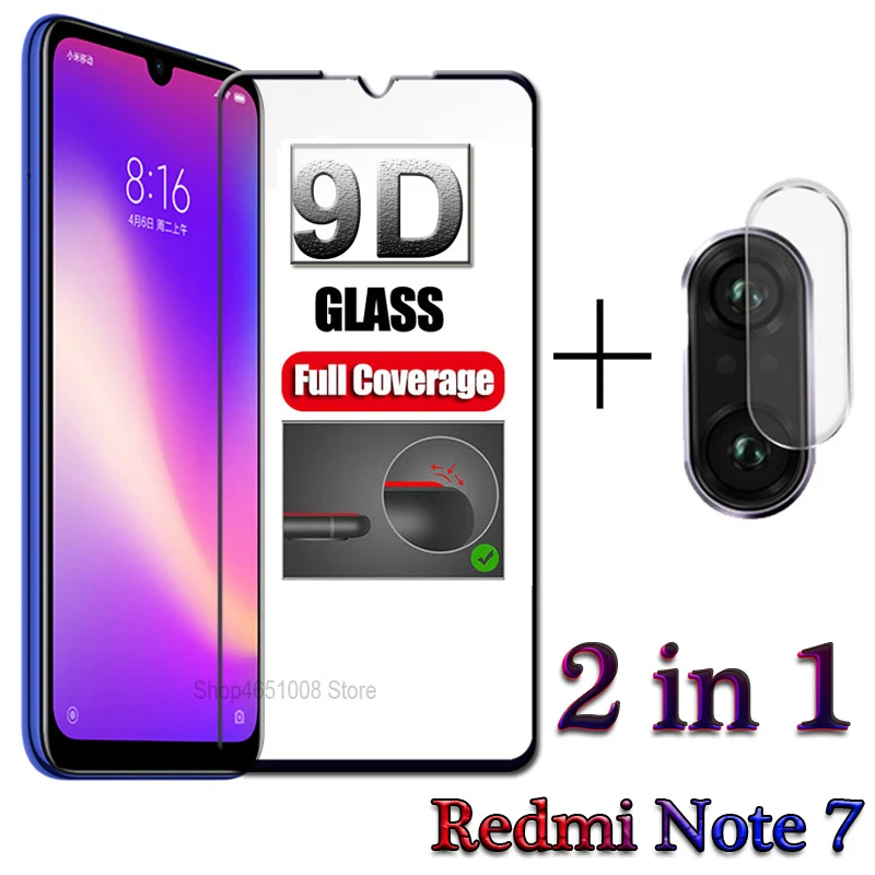 

2 in 1 9D Full Glue Tempered Glass Redm Note 7 Camera lens Screen Protector For Xiaomi Redmi Note 7 Glas Protective Glass Film