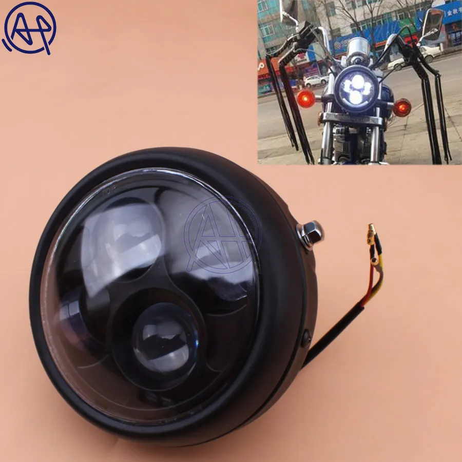 

Round 6.3" Retro Vintage Motorcycle White LED High/Low Bean Headlight Black Fits for Honda CG125 Old School Cafe Racer Bobber