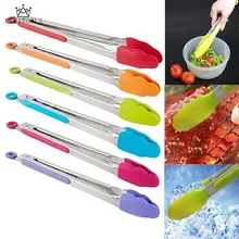 LIMITOOLS Горячая Нержавеющая сталь пластиковые щипцы для барбекю клип Салат Хлеб Сервировочные щипцы кухонные инструменты случайные цвета 1 шт