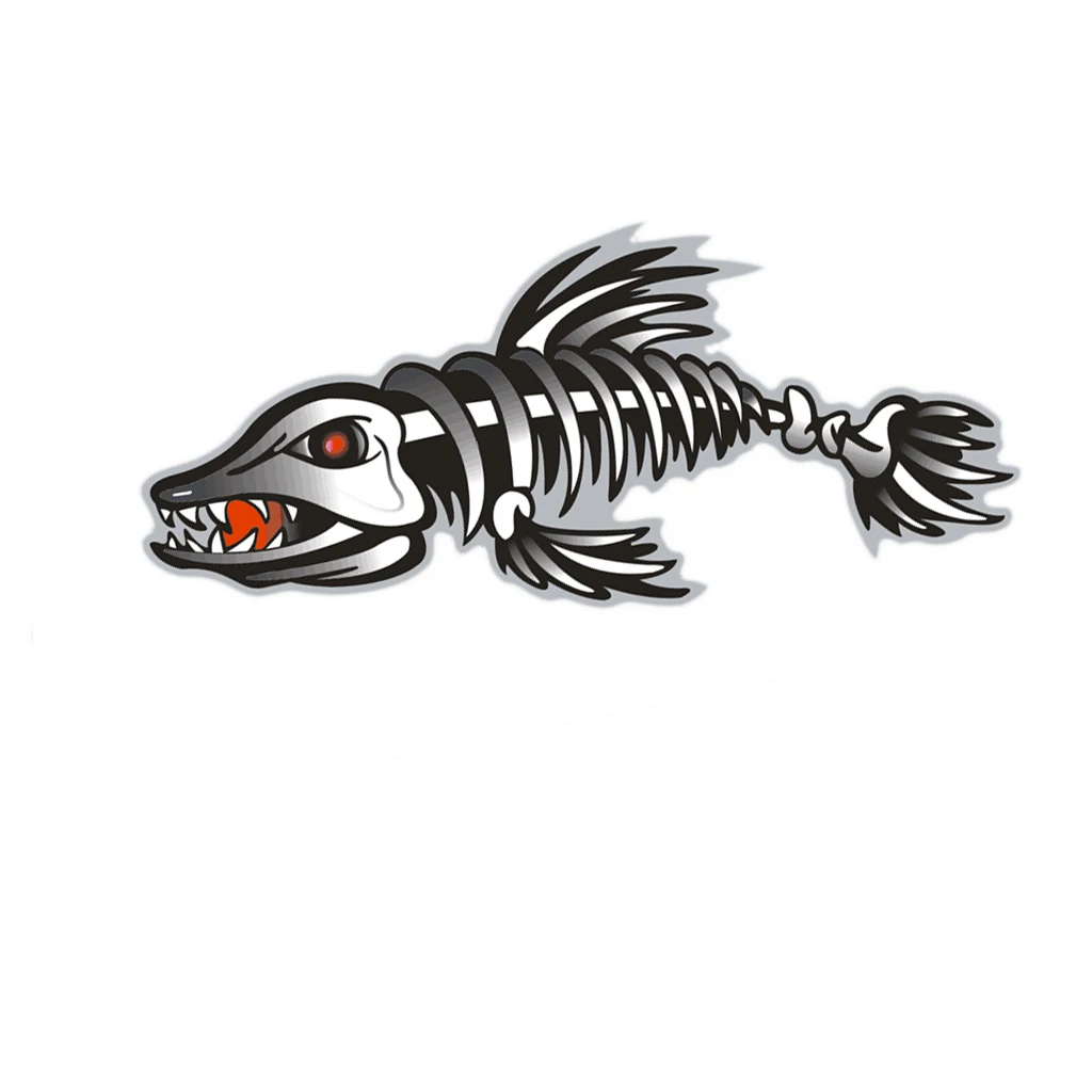 2 Pieces / Set Kayak Decals Fish Bones Skeleton Stickers for Kayak Canoe Fishing Boat Wall Car Accessories