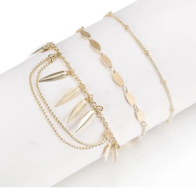 622 Original Personality 3pcs Set Temperament Leaves Multielement Bracelet Adjustable Opening Bangle Bijoux Jewelry Gift B3193