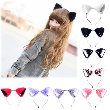 

Sale Women Girls Fashion Fox Plush Cat Ears Headbands Hair Accessories