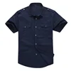 Solid Color Cotton Mens Shirts Short Sleeve Turn-down Collar Army Green Khaki Men Tops Casual Male Camisas shirt M-6XL 3