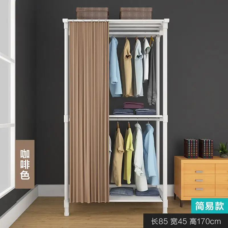 Шкаф стальной каркас простой бытовой ткани шкаф для хранения современный минималистичный экономичный Собранный подвесной гардероб, спальня - Цвет: style24