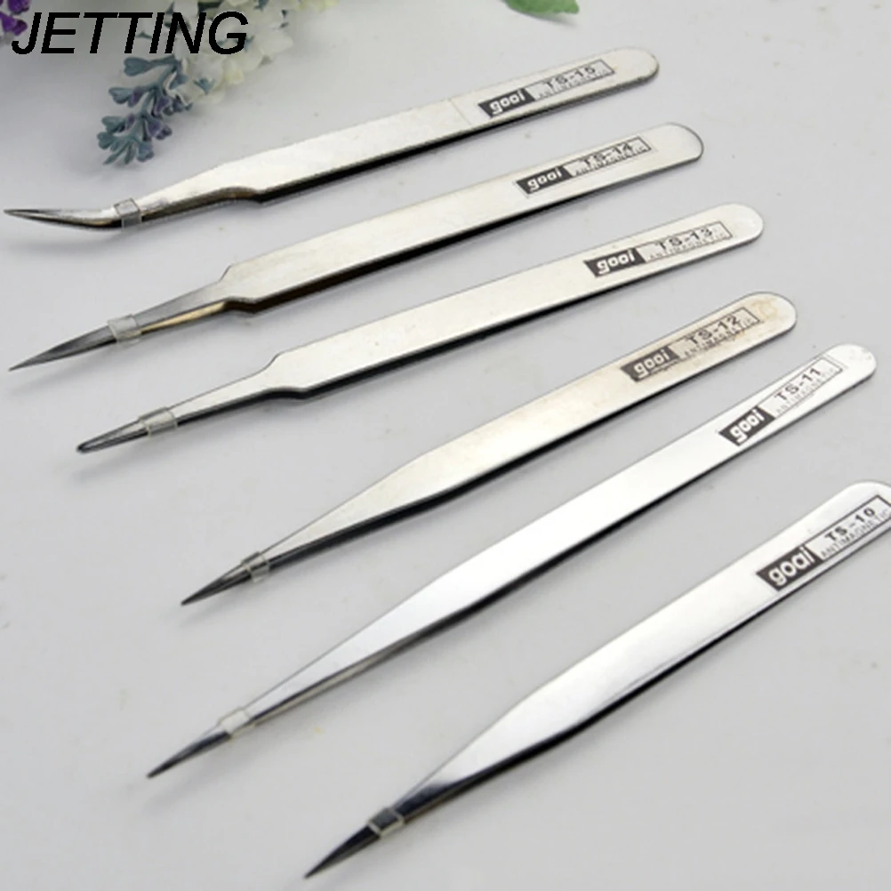 

JETTING 1Pcs Excellent Quality Stainless Steel Industrial Anti-static Tweezers watchmaker Repair Tools