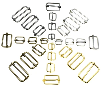 

50pcs/pack Metal Slides Tri-Glides Wire-Formed Roller Pin Buckles Strap Slider Adjuster Buckles