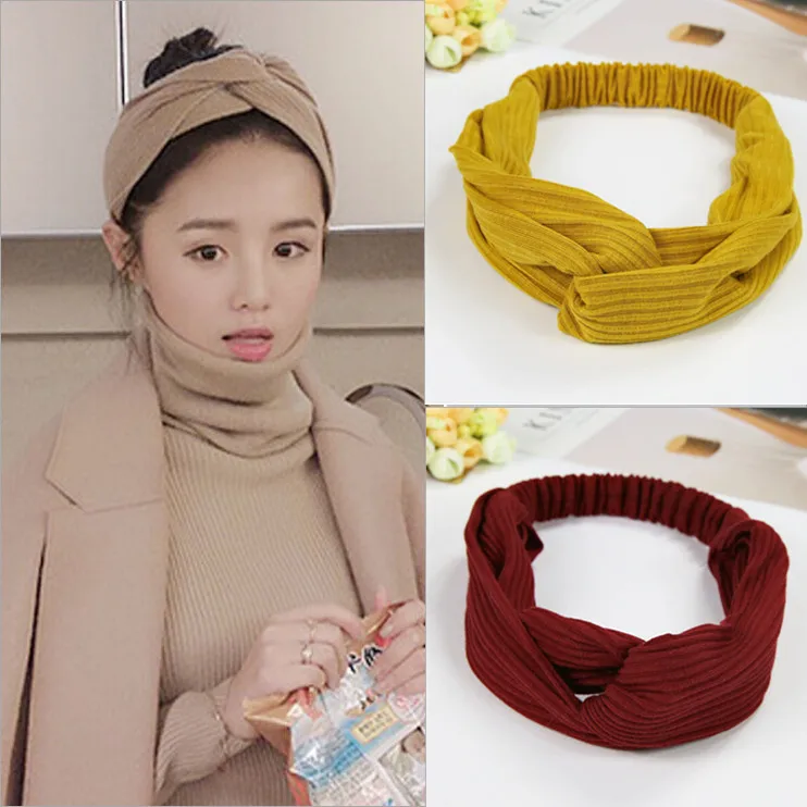Korean style cotton women knot elastic turban headbands hair head bands