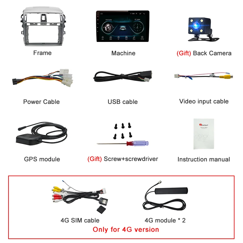 Cheap Junsun V1 2G+32G Android 9.0 For Toyota Corolla E140/150 2008 2009-2013 Car Radio Multimedia Video Player Navigation GPS 2din 5