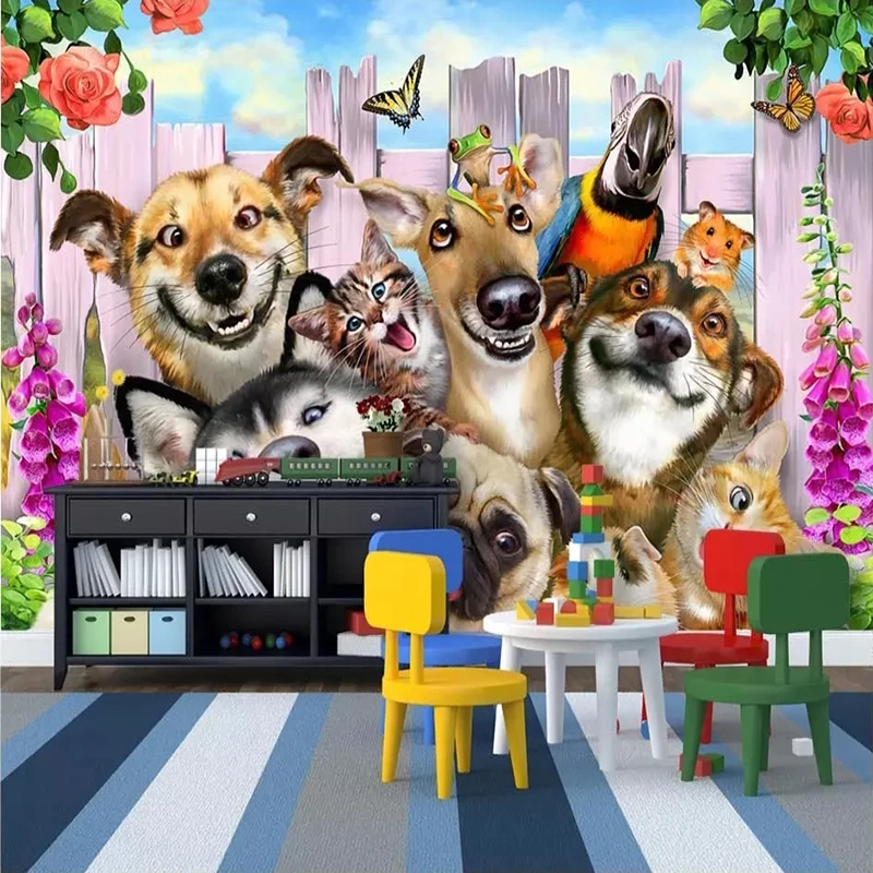 

Photo Wallpaper 3D Cartoon Dog Animal Murals Children Kid's Bedroom Background Wall Painting Non-Woven Eco-Friendly Wall Papers