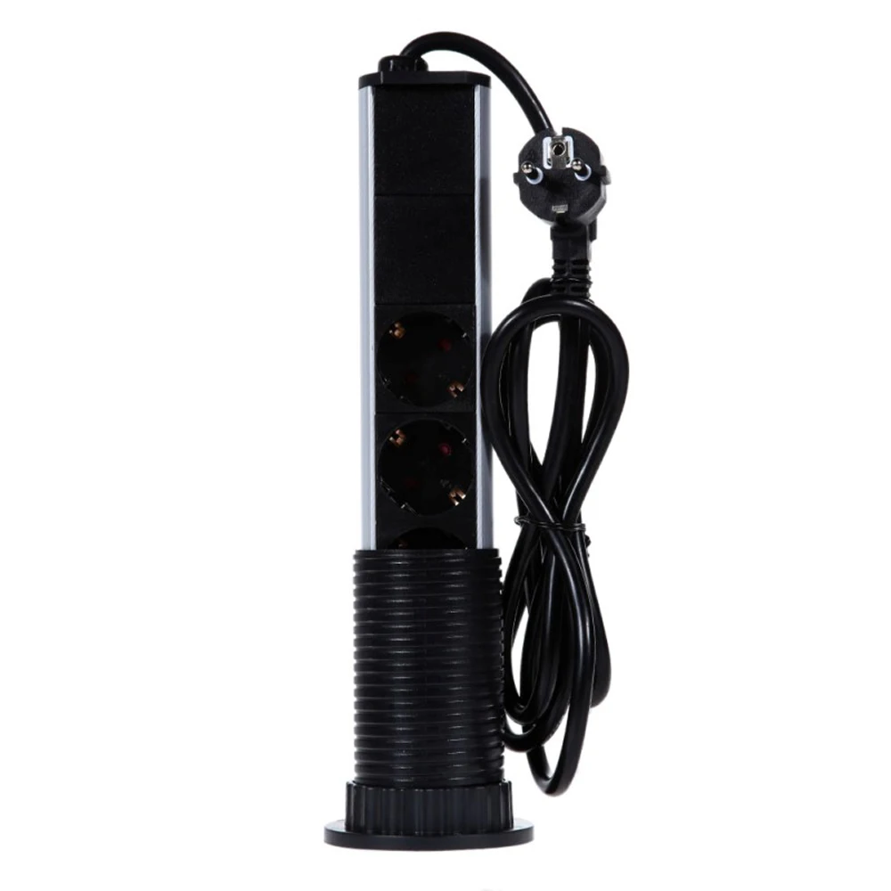 

220V 16A PULL POP UP Electrical 3 Plug Socket 2 USB Kitchen Table Plug Sockets Retractable for Countertops Worktop UK/EU Plug