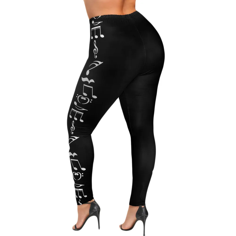 

Calzas Push Up Large Size High Waist Note Print Leggings Jogging Fille 2019#ti15