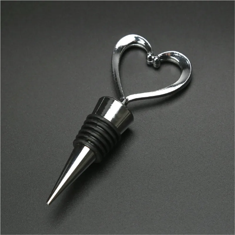 

Elegant Heart Shaped Red Wine Champagne Wine Bottle Stopper Valentines Wedding Gifts Free Shipping