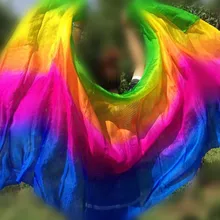 Профессиональная дешевая шелковая вуаль для танца живота, шарф, шаль, королевский синий фиолетовый розовый градиент цвета