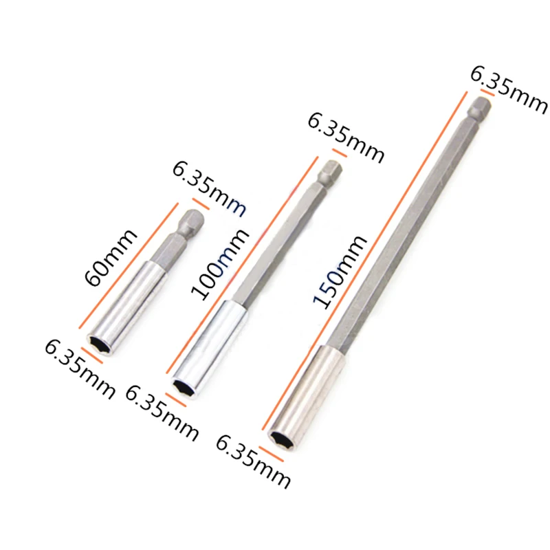 Магнитная отвертка держатель бит 1/4 шестигранный хвостовик электрическая дрель-отвертка Набор бит 60/100/150 мм 3 шт