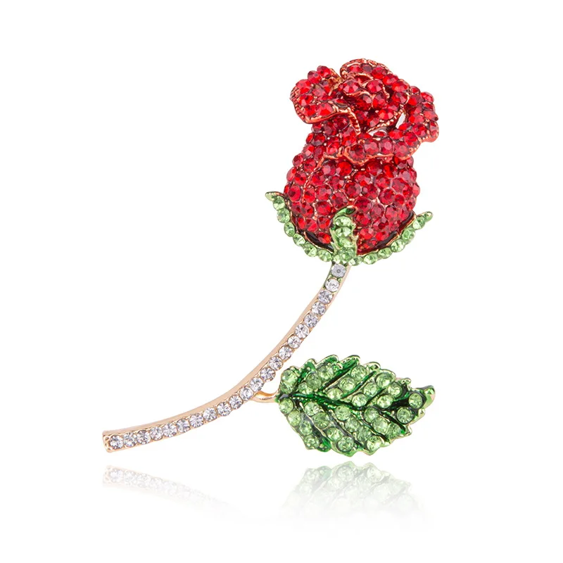 

Korean Colorful Diamond Rose Branch Brooch Wedding Men And Women Clothing Accessories Accessories Brooch