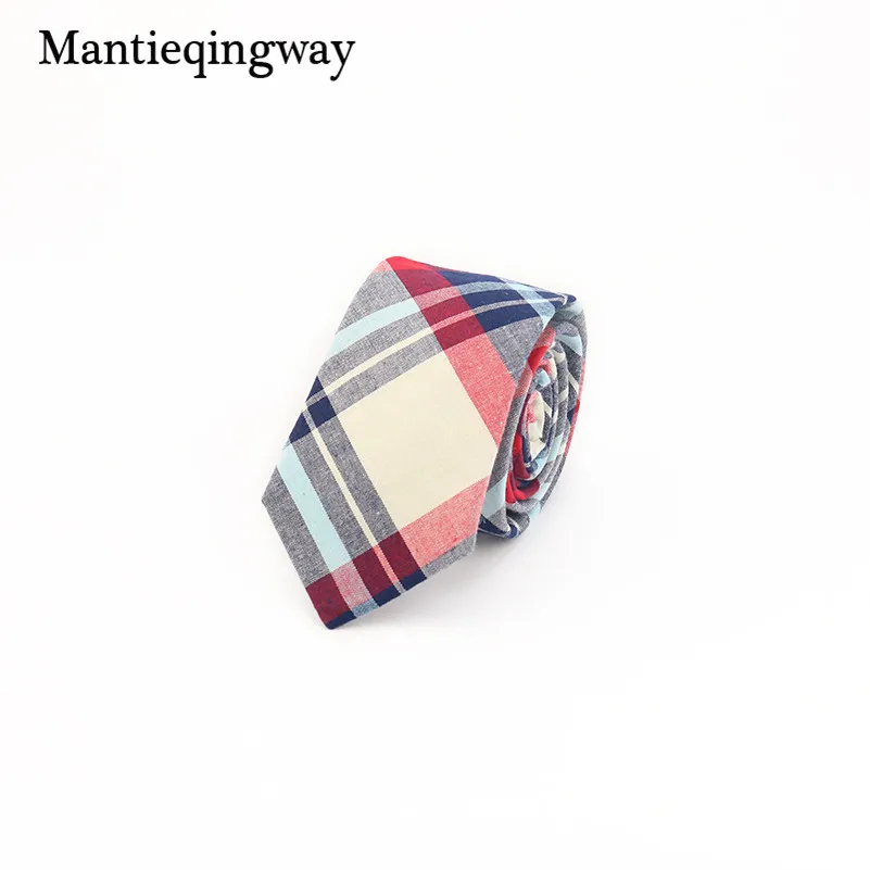 Mantieqingway модные Повседневное хлопок плед и полосатый Для мужчин S галстук для Для мужчин 6 см узкая Свадебный Бизнес Средства ухода за кожей