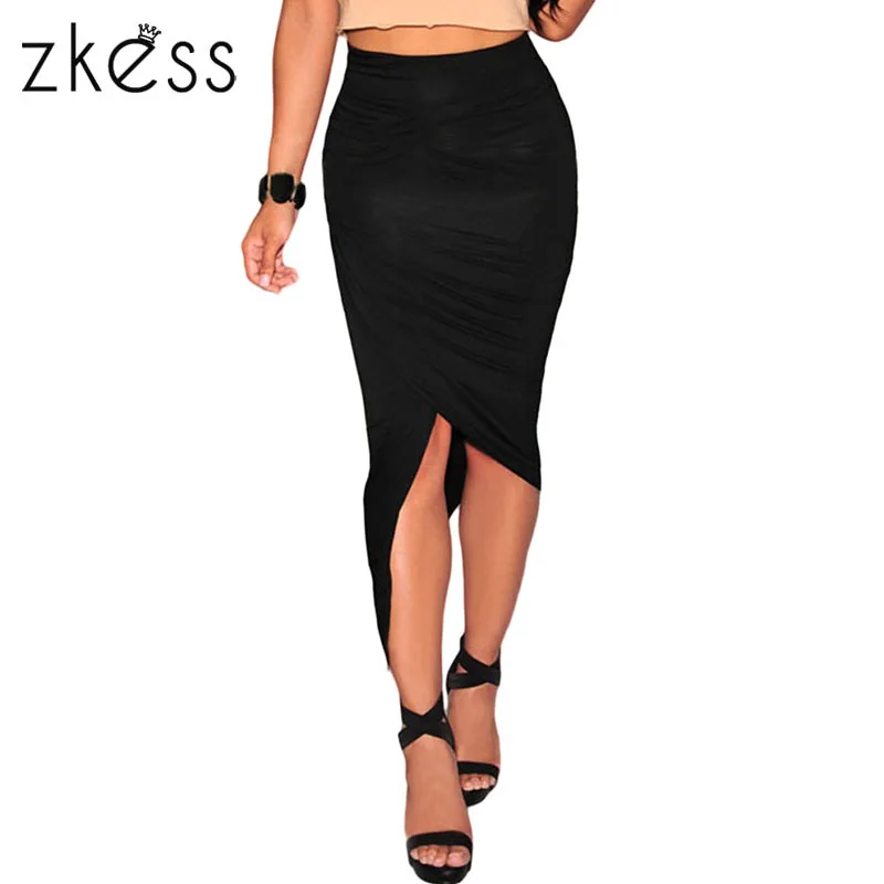 ZKESS Skirts Womens 2017 Long Skirt Asymmetrical Draped Women Black ...