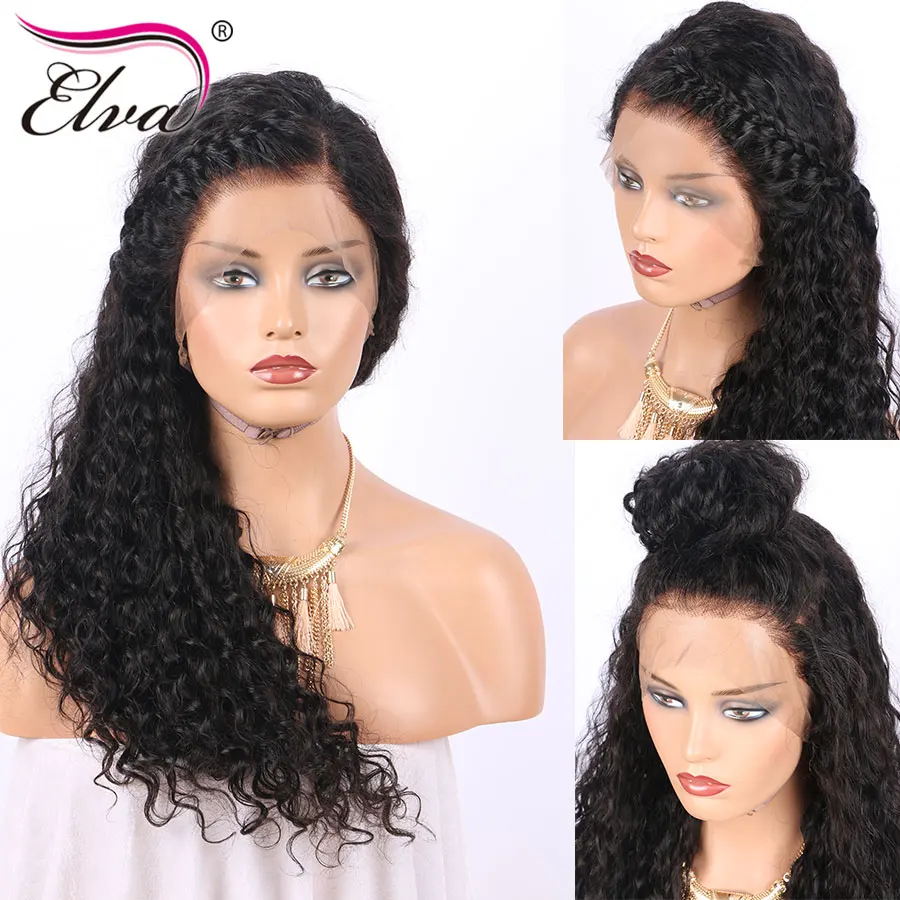 Elva шелк база 150 плотность кружева передние человеческие волосы парики