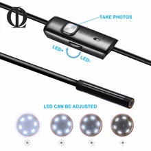 6 LEDs 1 M/5.5mm Lente Da Câmera Endoscópio Inspeção Borescope Câmera para Android Telefone PC & Notebook À Prova D’ Água dispositivo Preto