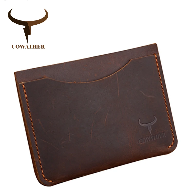 COWATHER владелец Кредитной карты crazy horse роскошный кожаный высокое качество небольшой мужской карты бумажник 119 tarjetero