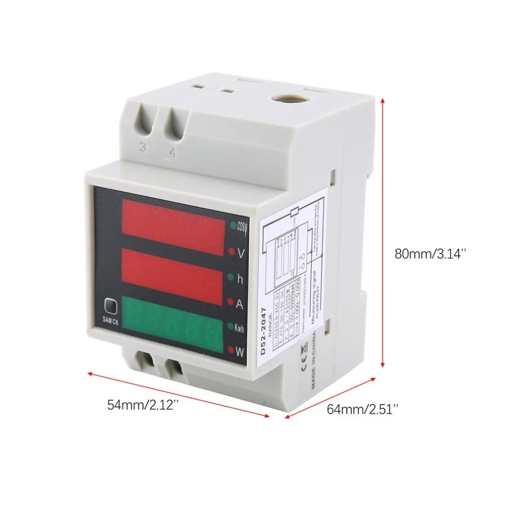 Цифровой измеритель Din-рейку двойной светодиодный Светодиодный Вольтметр Амперметр Напряжение измеритель величины тока AC200-450V 0-99.9A