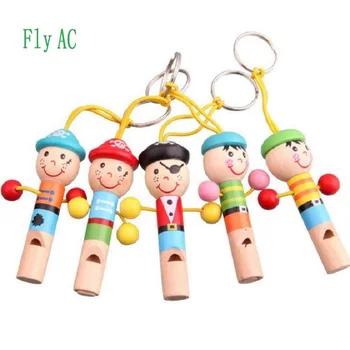 

Lovely wooden small Cartoon doll Pirate animal whistle key toy for children birthday gift 20pcs/set