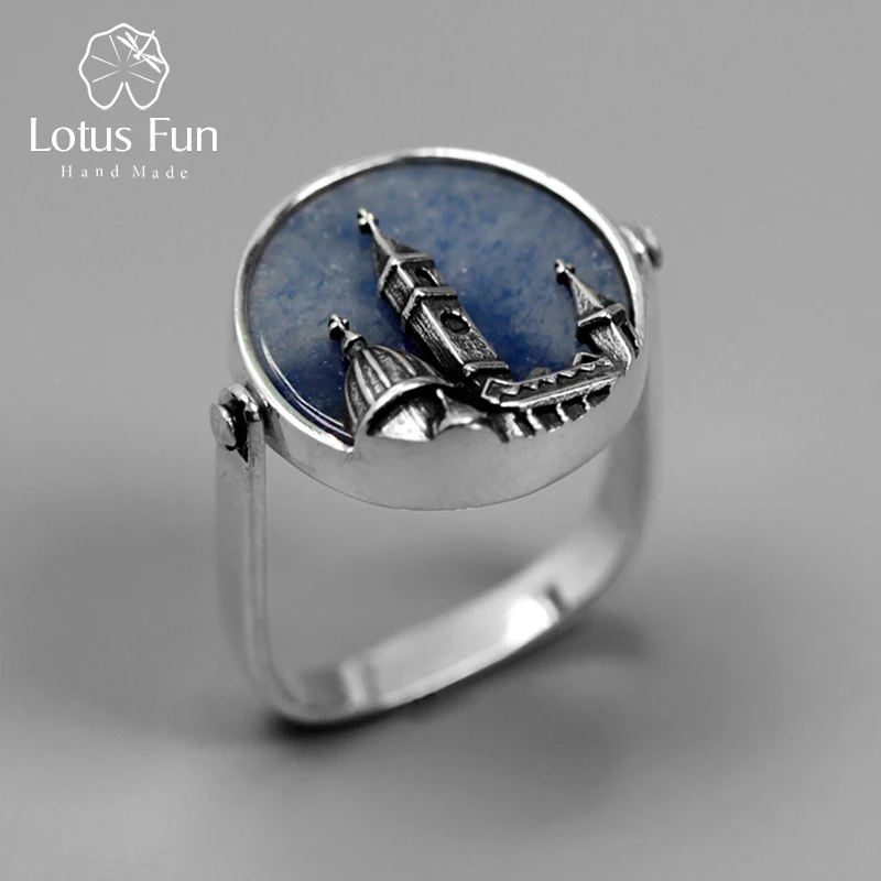 

Lotus Fun Real 925 Sterling Silver Natural Aventurine Handmade Fine Jewelry Florence Cathedral Rings For Women