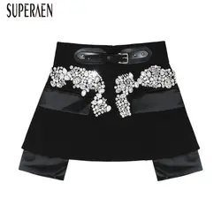 SuperAen вышитые бисером женские юбки Дикая мода Европейская юбка женская летняя Новинка 2019 повседневные юбки женские