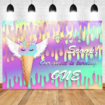 

Mehofoto One Birthday Party Backdrop for Photography Unicorn Angel Wing Purple Background Gift for Girls Graffiti Photophone