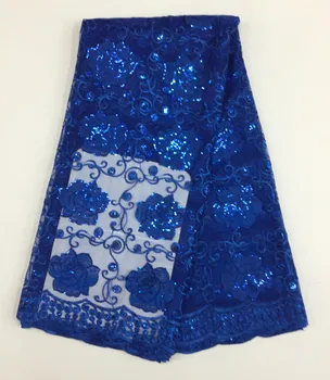 

Free Shipping!High Quality French Silk Material Beautiful African Lace Fabric With Sequins for wedding dresses 16tdg-2
