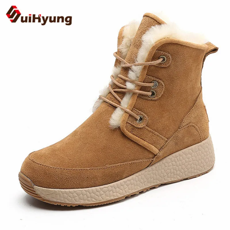 

Suihyung Winter Shoes Women Snow Boots High Quality Suede Ankle Boots Thermal Fleeces Inside Low Heels Martin Boots Female Botas