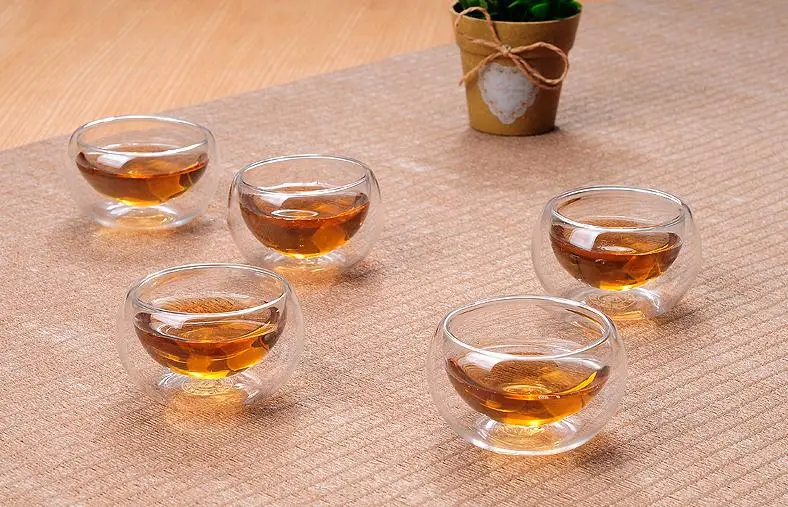 Новые 50 мл элегантные для питья, из прозрачного стекла чашки термостойкие двойными стенками Слои Стекло Чай чашка для воды для Цветочный чай