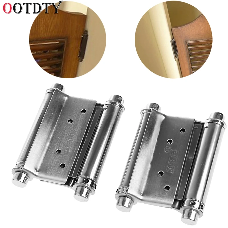OOTDTY Fashion 2Pcs 3" Inch Stainless Steel Double Action Spring Hinge Saloon Cafe Door Swing