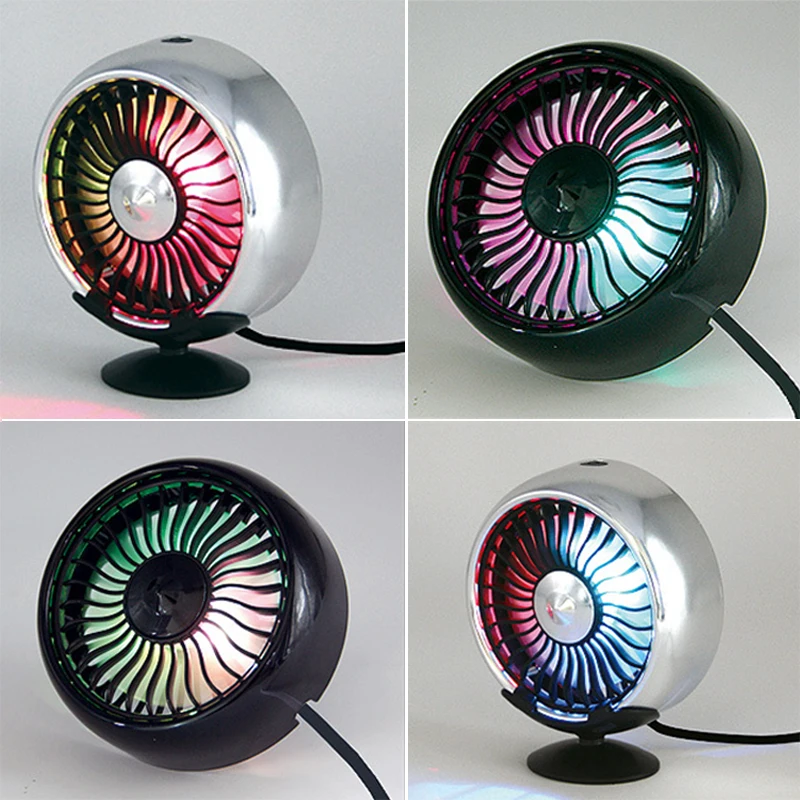 

Car Fans Rotatable 3 Speeds Auto Cooling Air Circulator Fan 12V Electric Breathing LED Lights Low Noise For Summer Accessories
