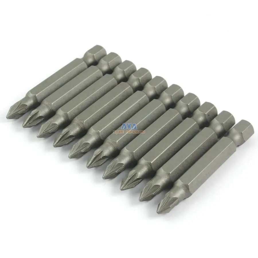 

10 шт., наконечники для отвертки S2, сталь 1/4 дюйма, шестигранный хвостовик, длина 50 мм, PZ1 (50 мм x PZ1)