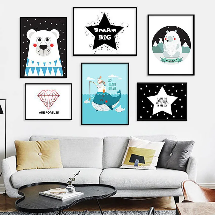 

Cartoon Bear Modern Canvas Painting Posters Wall Hanging Pictures Home Decorative Painting Art Living Children's Room Unframed