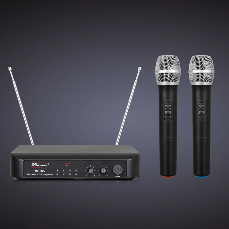 MS 108V Karaoke Wireless Microphone System 2 Channels Handheld Mic for