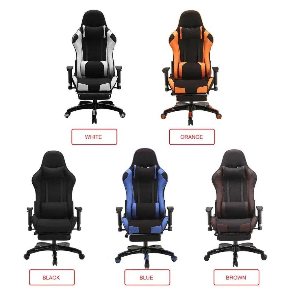 

5 Colors Ergonomic Reclining Racing Chair With Armrest Comfortable Executive Computer Chair Revolving Gaming Recliner