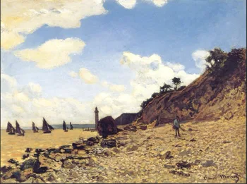 

High quality Oil painting Canvas Reproductions The Beach at Honfleur (1864-1866) By Claude Monet hand painted