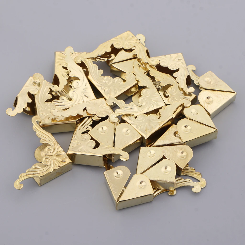 

20 Pieces 29x7mm Gold Corner Protectors Metal Folder Cover Safty Guards for Albums Book Scrapbooking Small Box Table Decoration