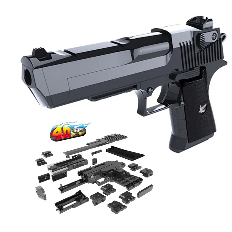 

2019 DIY Building Blocks Toy Guns Desert Eagle Assembly Toy Brain Game Model with Instruction Books Cool Gifts Toy for Kids