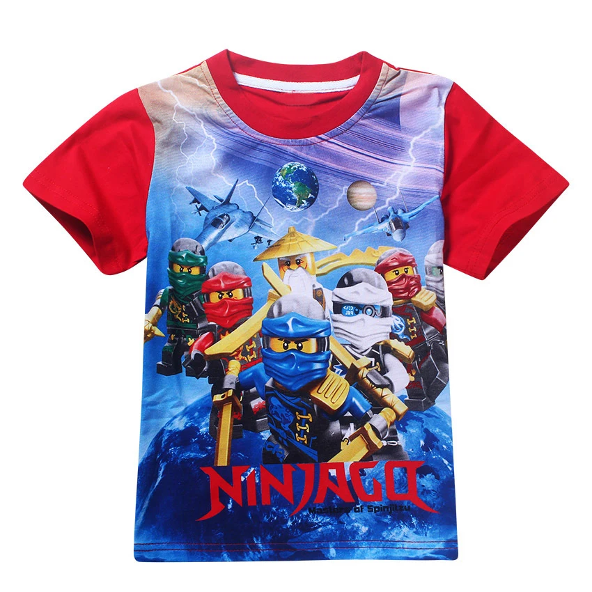Популярная одежда для мальчиков, летняя детская футболка, футболка с принтом из мультфильма «Ниндзяго», футболки для мальчиков и девочек, топы для детей, костюм - Цвет: RED