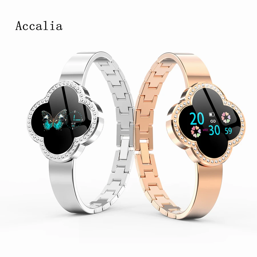 

Accalia S6 Color Display Smart band heart rate Monitor four clover leaf-Dial 0.96 inch Durable intelligent Female Bracelet