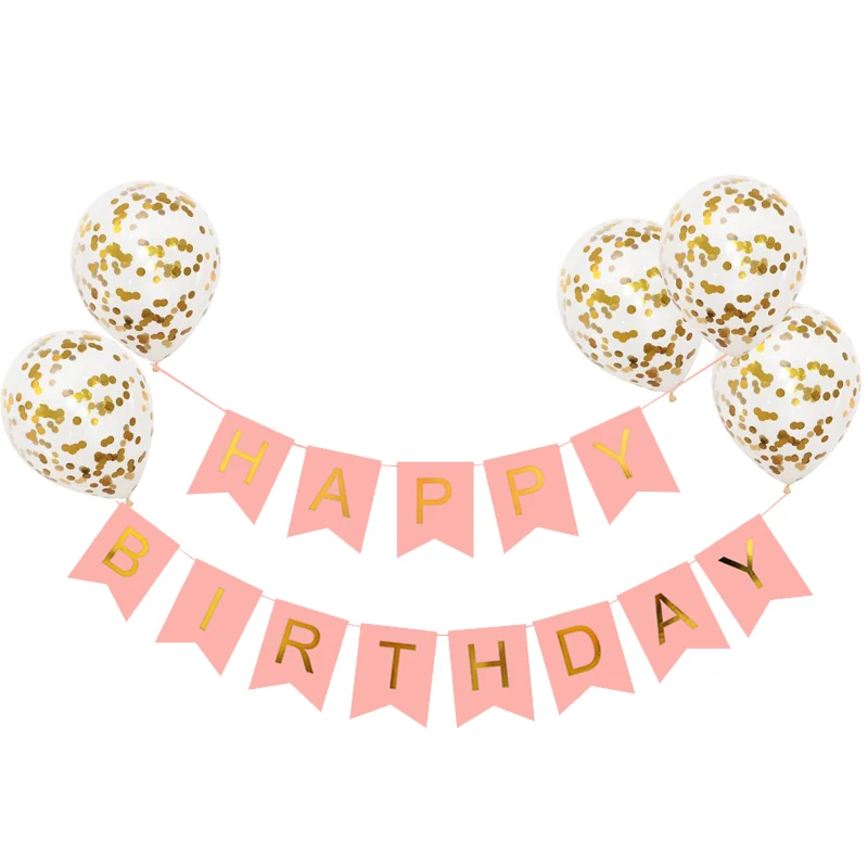 

1 set 12inch Confetti Balloons with Happy Birthday Banner Baby Shower Decorations Birthday Party supplies