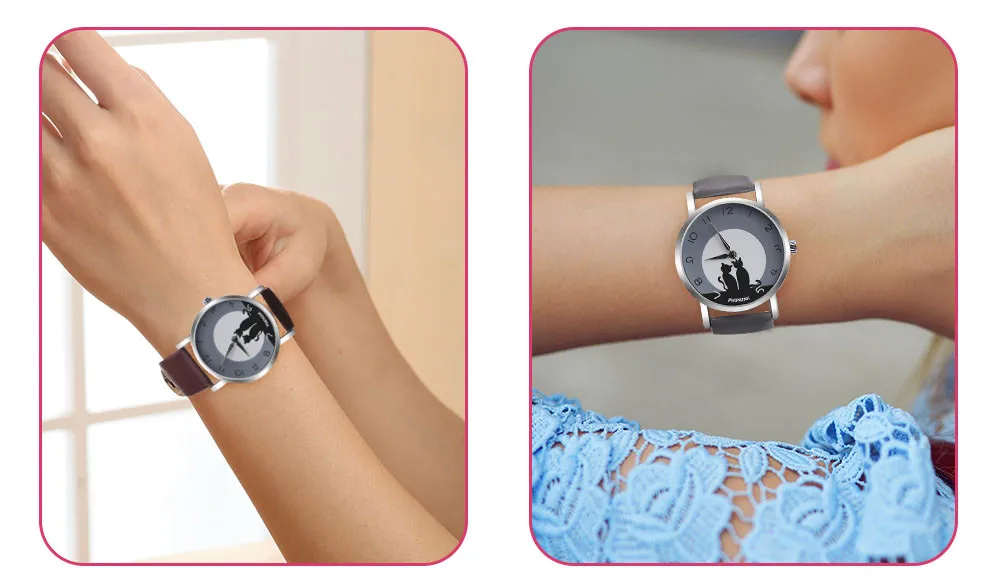 Милый кот печатных Для женщин наручные часы с ремешком из искусственной кожи аналоговые кварцевые наручные часы, часы для мужчин; обувь для женщин и девушек Повседневное спортивные часы reloj mujer