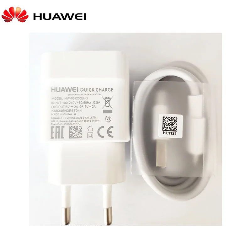 Быстрое зарядное устройство huawei QC2.0 9V 2A EU plug Usb 3,1 type-C кабель для быстрой зарядки смартфона P20 P30 Pro lite P9 P10 Nova 2 3 4 V10