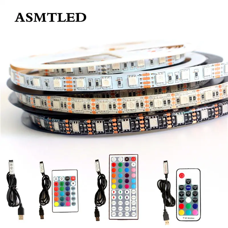 Светодиодная лента USB 5 в 5050 RGB 0 м 1 2 3 4 светодиодный светильник + мини ключа/24 ключа