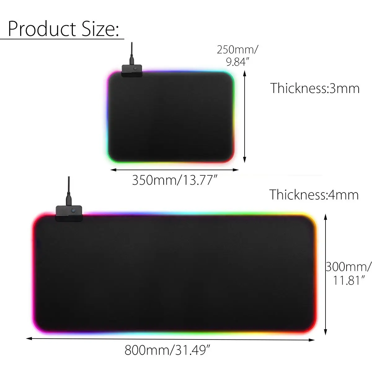 Большой игровой коврик для мыши RGB USB светодиодный светящийся геймерский коврик для мыши Коврик для мыши 14 режимов освещения для ПК компьютера ноутбука