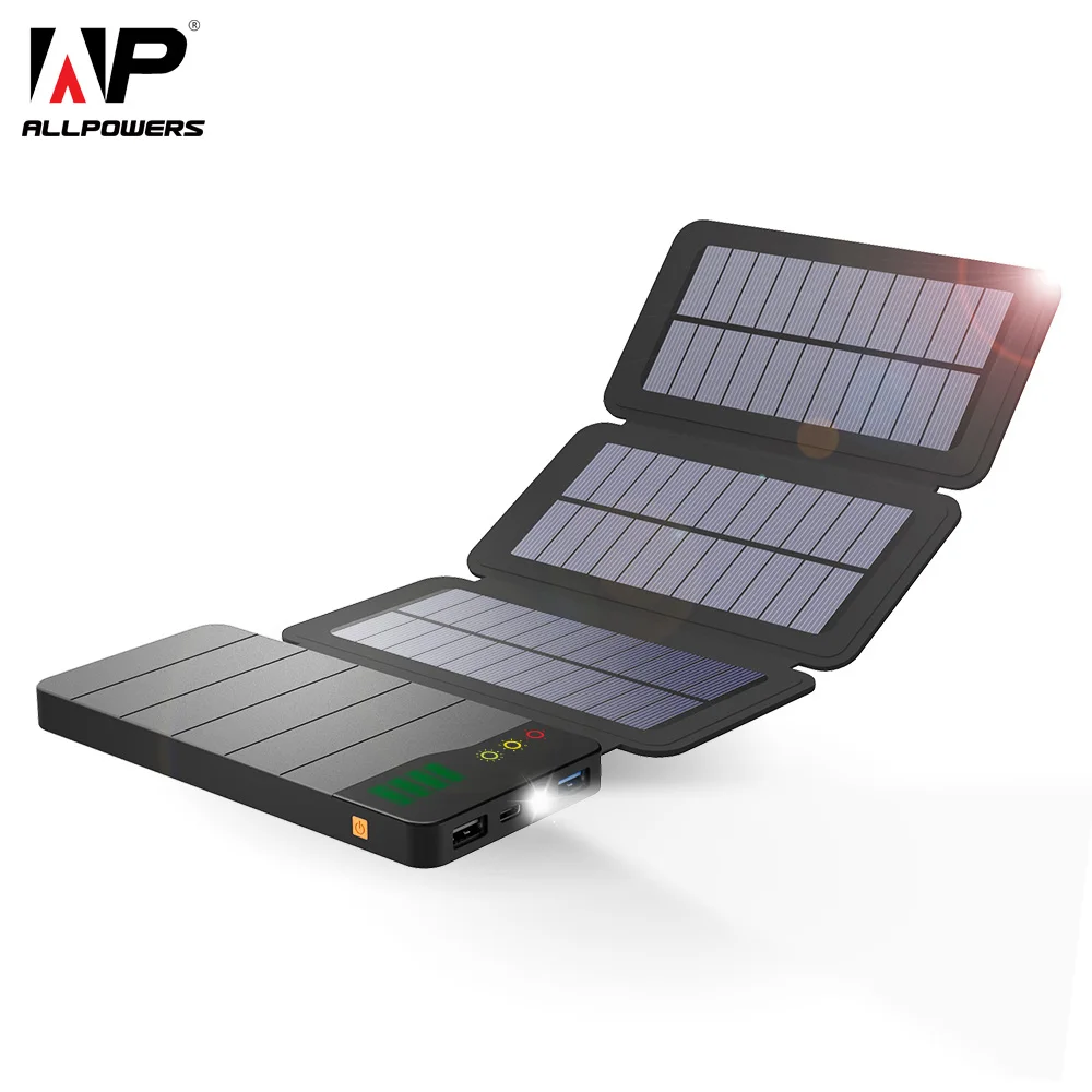 ALLPOWERS 10000mAh Solar Power Bank Solar Charger Waterproof
